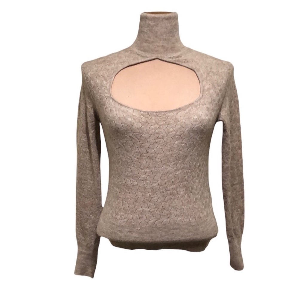 Zara Turtleneck Sweater Size Small Pointelle Knit Cut Out